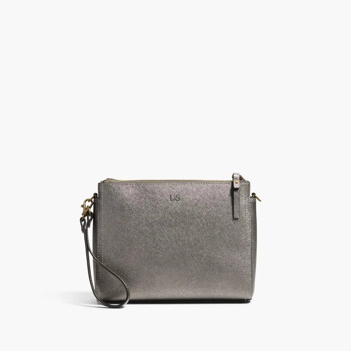 Pearl - Saffiano Leather - Graphite / Brass / Grey