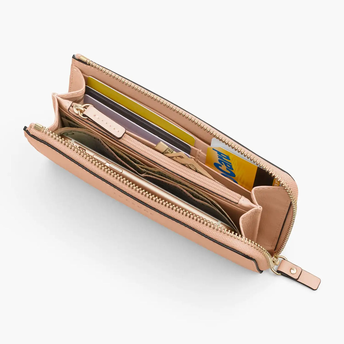 Magnolia Leather Wallet - Nappa Leather - Rose Quartz / Gold / Camel