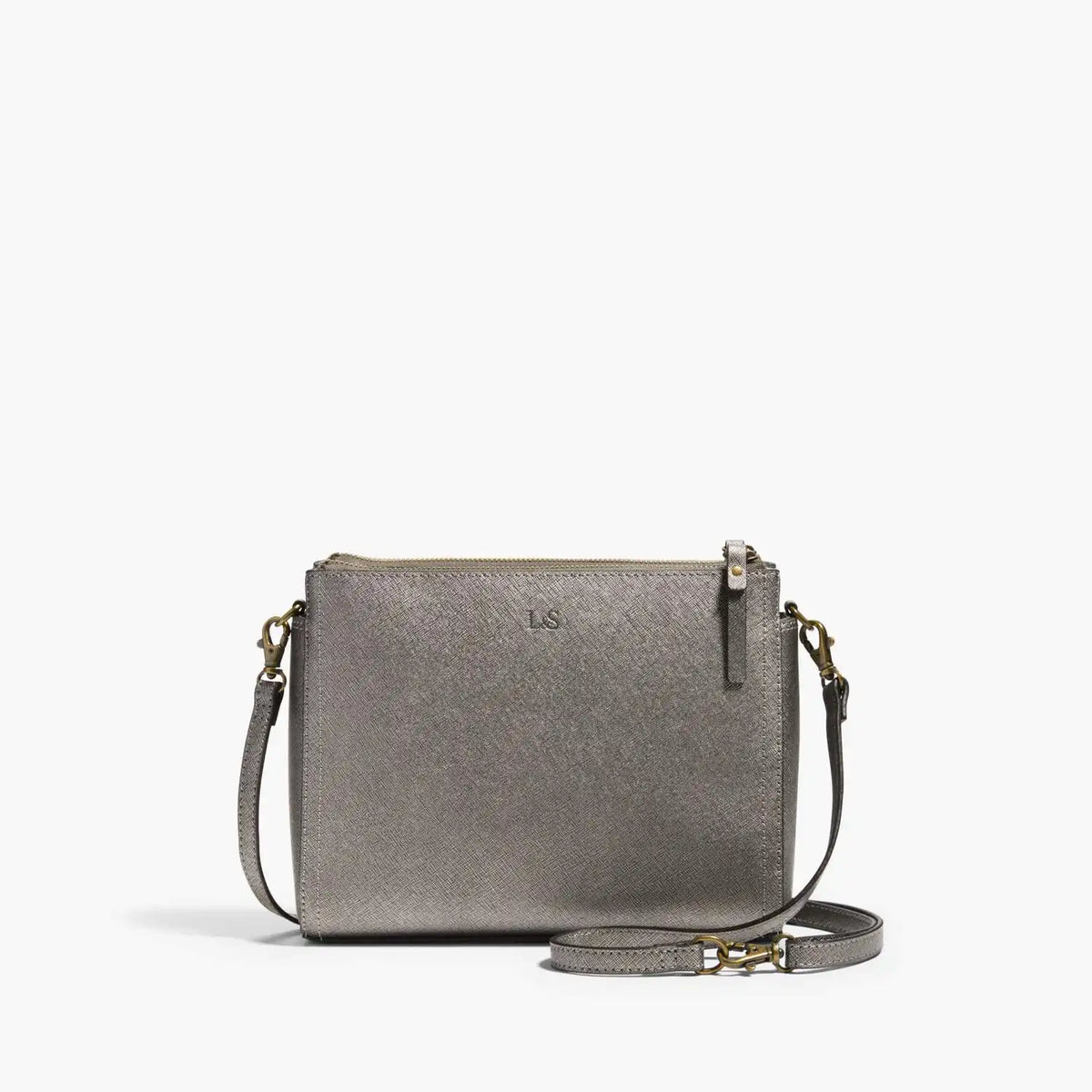 Pearl - Saffiano Leather - Graphite / Brass / Grey